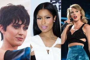 Lies den Twitter-Krieg zwischen Nicki Minaj (m.) und Taylor Swift (r.) nicht unkommentiert: Katy Perry