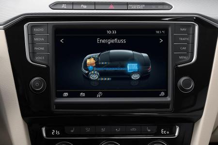 Ein Display zeigt den Wechsel vom Elektro- zum Benzinmotor an