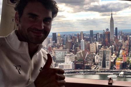 Ende August über den Dächern einer US-Metropole: Tennis-Superstar Roger Federer