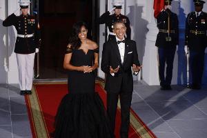 Michelle Obama empfängt zusammen mit ihrem Ehemann Barack Obama den chinesischen Staatspräsidenten und seine Frau