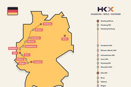 Der HKX verbindet Hamburg mit Städten wie Köln und Frankfurt