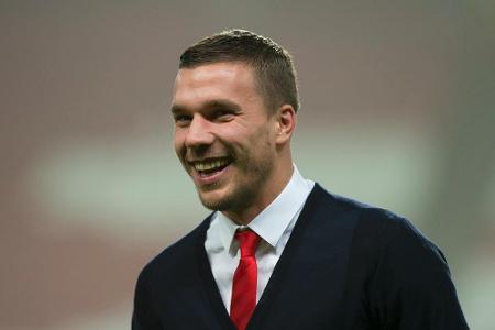 Da hat einer gut Lachen: Lukas Podolski wird zum zweiten Mal Vater