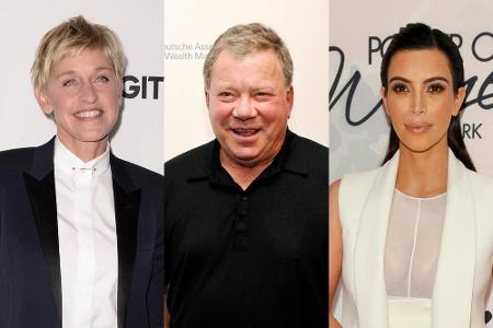 Ellen DeGeneres (l.), William Shatner (m.) und Kim Kardashian (r.) sind bereits in den App-Markt eingestiegen