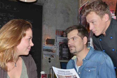 Mieze (Franziska van der Heide), Leon (Daniel Fehlow) und Vince (Vincent Krüger)