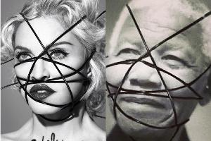 Die Fans sind wenig erfreut über diese Bilder: links das Cover von Madonnas neuem Album, rechts ein bearbeitetes Bild von Ne...
