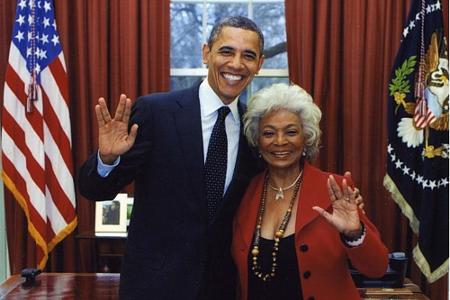 US-Präsident Barack Obama und Nichelle Nichols, die Lieutenant Uhura in 