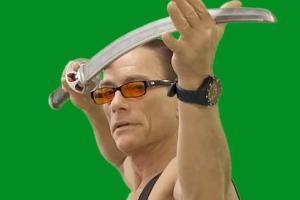 Jean-Claude Van Damme vor dem Greenscreen