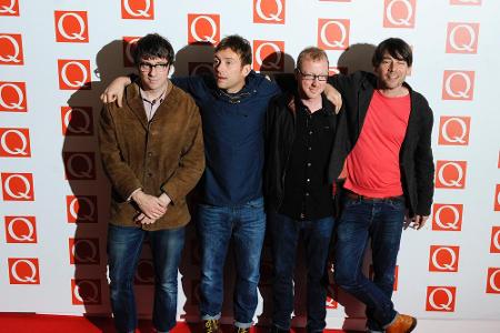 So kann man die Blur-Bandmitglieder Graham Coxon, Damon Albarn, Dave Rowntree und Alex James (von links) bald wieder gemeins...