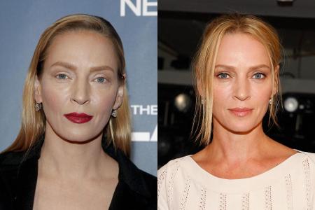 Zum Vergleich: Uma Thurman vor wenigen Tagen in New York (l.) und im September 2014 (r.)