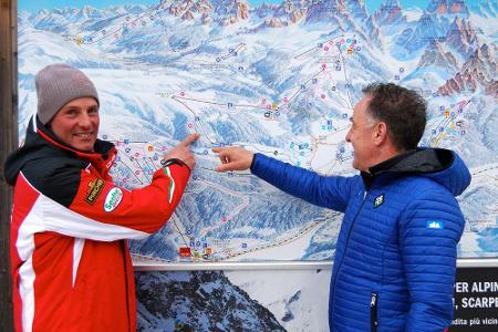 Pistchenchef Egarter (r.) und Ex-Rennläufer Patrick Holzer, mit zwei Weltcupsiegen das Skiidol des Hochpustertals