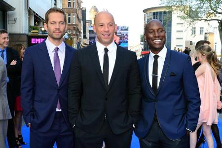 Paul Walker (l.), zusammen mit Vin Diesel (m.) und Tyrese Gibson (r.) bei der Weltpremiere von 