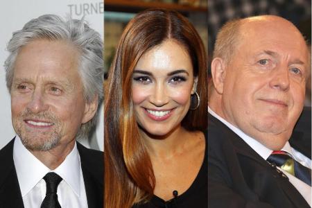 Sind im WM-Fieber: Michael Douglas (l.), Jana Ina Zarella und Reiner Calmund