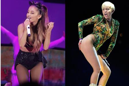 Popstars mit Parallelen: Ariana Grande (l.) und Miley Cyrus