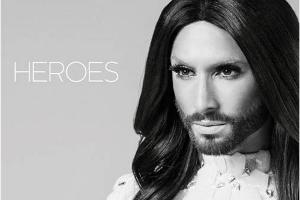 So ernst blickt Conchita Wurst vom Cover ihrer Single "Heroes"