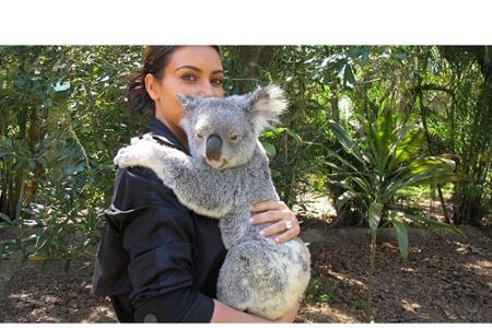 Kim Kardashian kuschelt mit einem Koala
