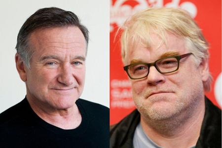Die verstorbenen Schauspieler Robin Williams (li.) und Philip Seymour Hoffman (re.)