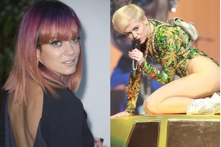 Lily Allen (l.) ist ein großer Fan von Miley Cyrus
