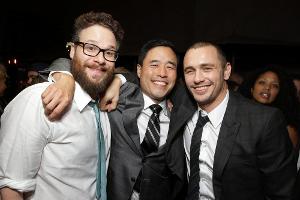 Die Stars des Films: Seth Rogen, Randall Park und James Franco (v.l.n.r.)