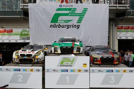 Audi R8 LMS (#29) - BMW M6 GT3 (#98) - Audi R8 LMS (#9) - 24h-Rennen Nürburgring 2017 - Nordschleife - Sonntag - 28.5.2017
