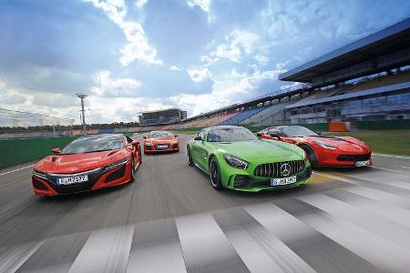 Audi R8 5.2 FSI Quattro Plus, Chevrolet Corvette Z06 Z07 Performance, Honda NSX, Mercedes-AMG GT R