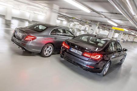 BMW 540i xDrive, Mercedes E 400 4Matic, Heckansicht