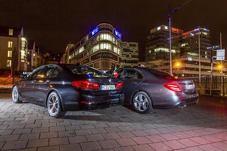 BMW 540i xDrive, Mercedes E 400 4Matic, Heckansicht