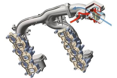 Sauganlage des Dreiliter-V6-Turbodieselmotors mit Drallklappen und Abgasrückführung.