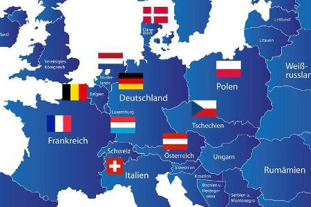 Europa Karte Deutschland Nachbarländer mit Flaggen