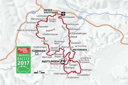 Die Strecke der i-Mobility Rallye ist rund 120 km lang und führt rund um die schwäbische Alb.