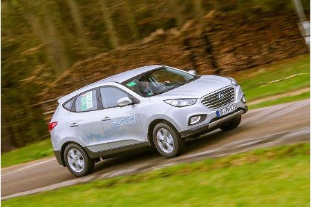Auch Hyundai trat mit einem Brennstoffzellenfahrzeug an.