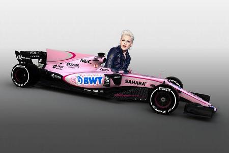 Force India Rosa Formel 1 Auto Collage