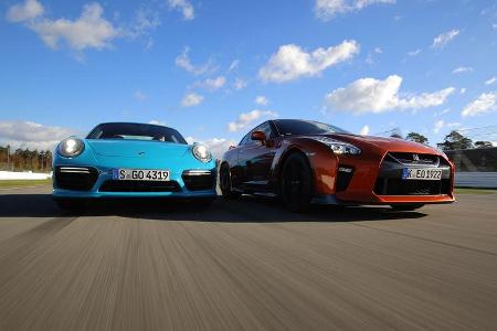 Nissan GT-R, Porsche 911 Turbo, Frontansicht