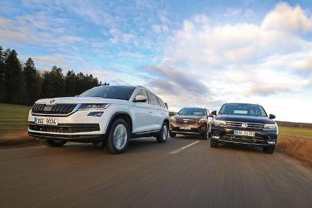 Kia Sorento 2.2 CRDi 4WD, Skoda Kodiaq 2.0 TDI 4x4, VW Tiguan 2.0 TDI 4Motion