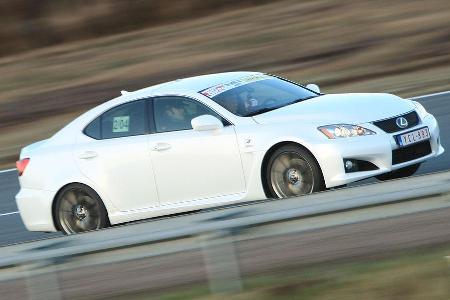 Werte Lexus IS-F: 0-100: 5,0 s ; 0-200: 15,9 s ; 0-250 28,5 s ; 0-250-0: 34,8 s