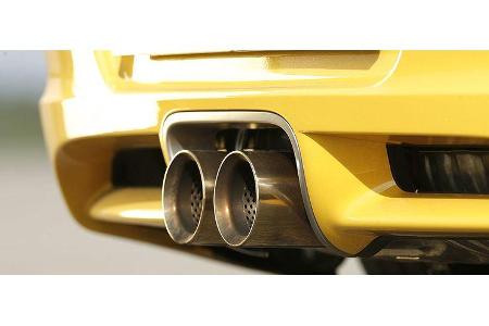 Mächtige Rohre, mächtiger Sound: Sport-Auspuff mit Doppel-Endrohr.