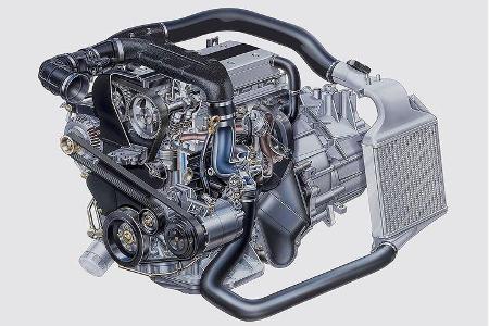 Der 240 PS starke Zwei-Liter-Turbomotor stammt von der zivilen 200 PS-Variante ab (Illustration).