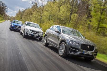 Audi SQ5 3.0 TDI, BMW X4 xDrive 35d, Jaguar F-Pace 30d