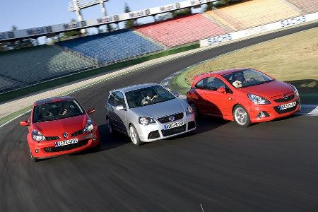 Opel Corsa OPC, Renault Clio Sport F1-Team, VW Polo GTI Cup Edition