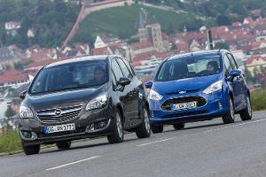 Ford B-Max 1.6 TDCi, Opel Meriva 1.6 CDTI, Frontansicht