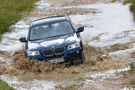 BMW X3 x-Drive 30d, Wasserstraße, Gelände, Front