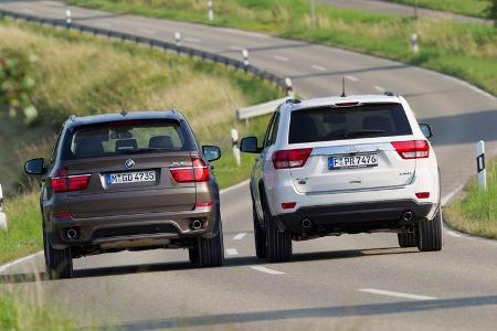 BMW X5 x-Drive 3.0d, Jeep Grand Cherokee 3.0 CRD Overland, Rückansicht
