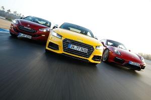 Audi TTS, Peugeot RCZ R, Porsche Cayman GTS, Frontansicht