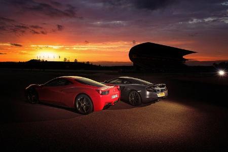 Ferrari 458 Italia, McLaren MP4-12C, Abendsonne