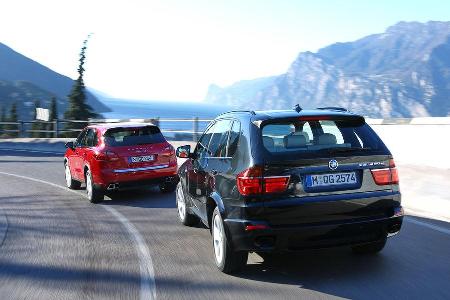 BMW X5 M50d, Porsche Cayenne S Diesel, Heckansicht