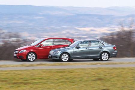 Mercedes B 200, Mercedes C 180, Seitenansicht