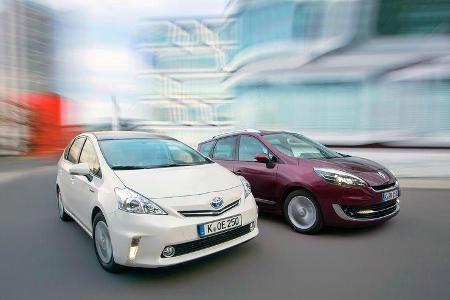 Renault Gr. Scénic 1.5 dCi Dynam., Toyota Prius Plus Life, Frontansicht