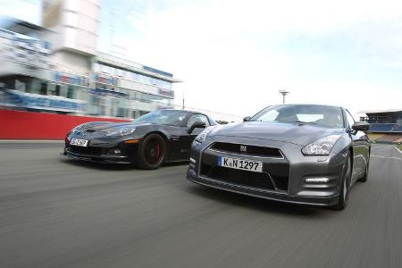 Chevrolet Corvette Z06, Nissan GT-R, Seitenansicht