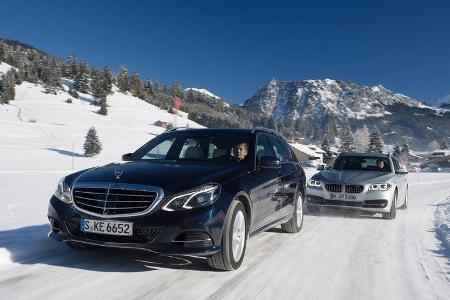 BMW 525d Touring xDrive, Mercedes E 250 CDI T 4matic, Frontansicht