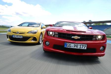 Chevrolet Camaro, Opel Astra OPC, Frontansicht