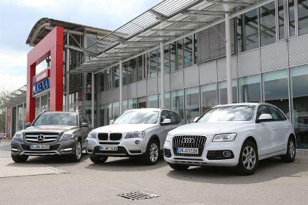 Audi Q5, BMW X3, Mercedes GLK, Frontansicht